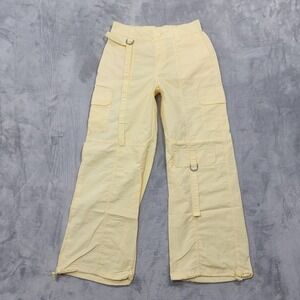 No Boundaries Pants Womens S Juniors Yellow Nylon Cargo Parachute Relaxed Casual